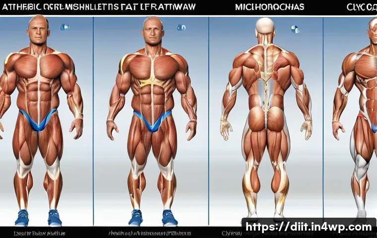 공복 운동과 식사 후 운동의 영양학적 차이 - A detailed illustration of the human body’s energy metabolism during fasted exercise, showing deplet...