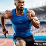 Home 19 영양 요구에 따른 운동선수의 체형 변화 - A muscular male sprinter in athletic wear, showcasing a lean and defined physique with low body fat ...